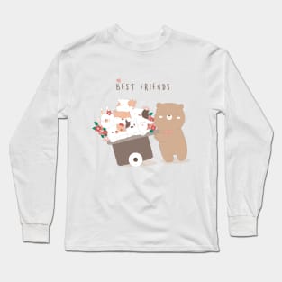 cute baby animal cartoon hand drawn style Long Sleeve T-Shirt